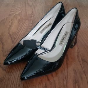 Zara patent leather block heel pumps